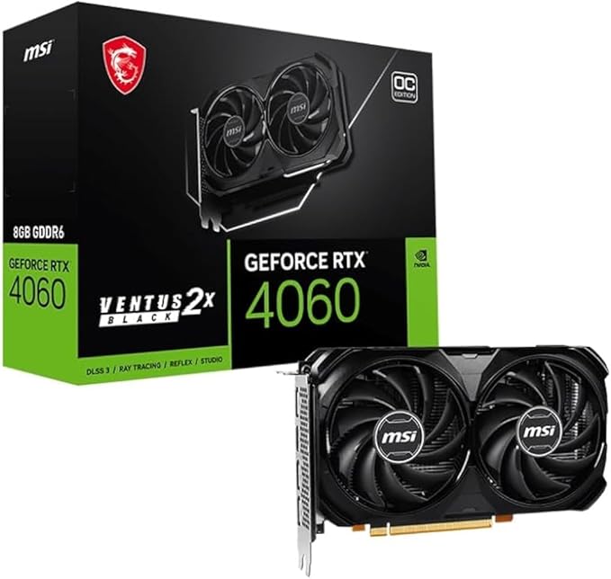 MSI GeForce RTX 4060 VENTUS 2X 8GB OC Graphics Card - 1080p Gaming GPU