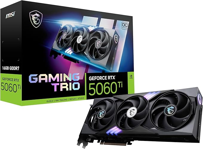 MSI GeForce RTX 5060 Ti GAMING TRIO OC - 16GB GDDR7 Graphics Card for 1440p Gaming