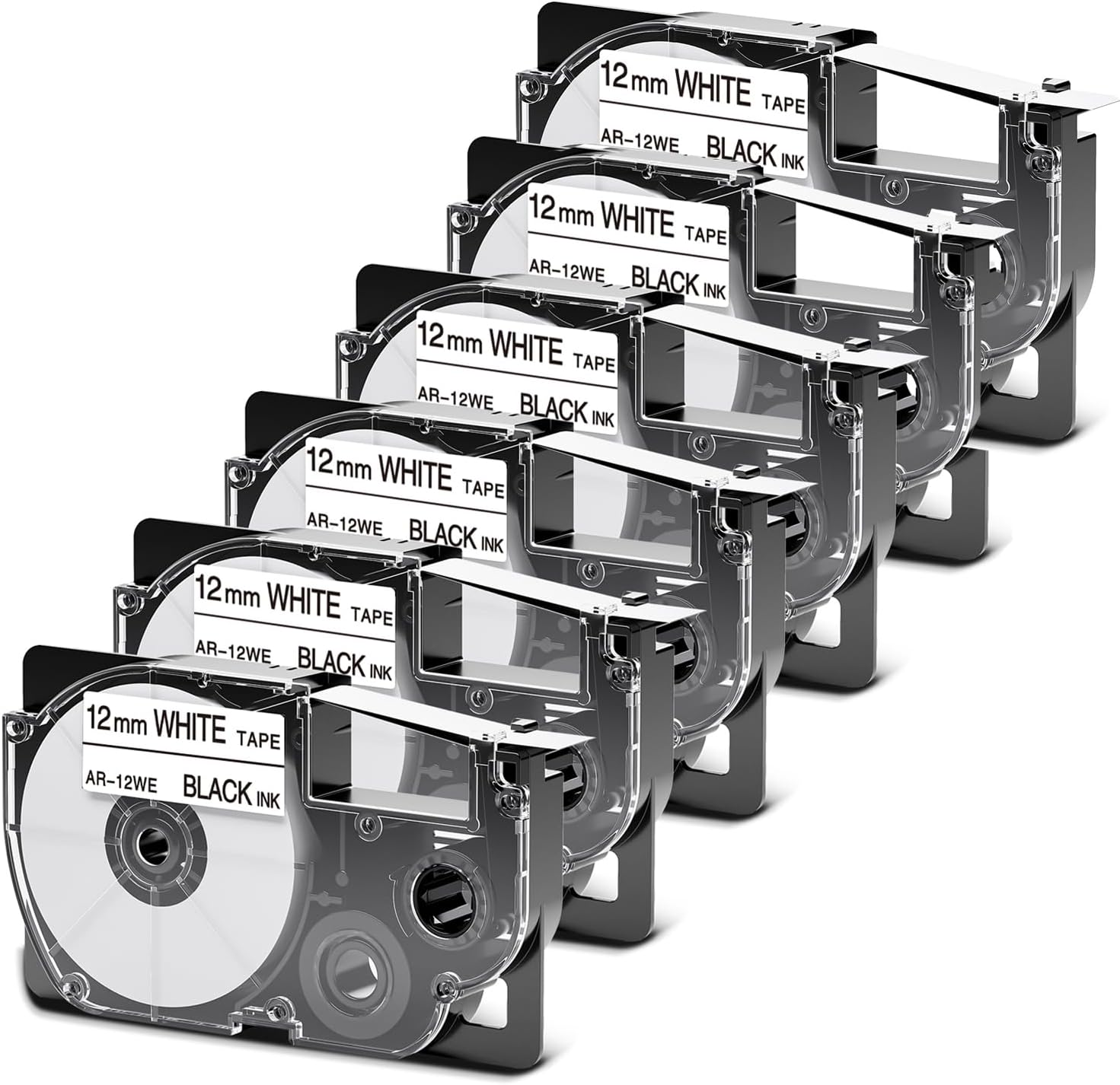 Casio PT-12WE Label Tape 12mm x 8m – Black on White